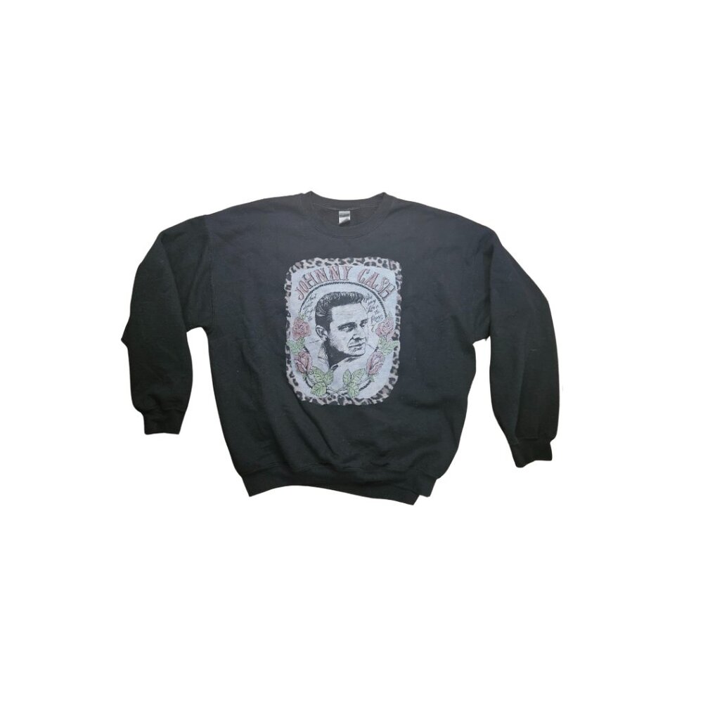 Gildan Women's Black Johnny Cash Crew Neck Sweatshirt - Size XL